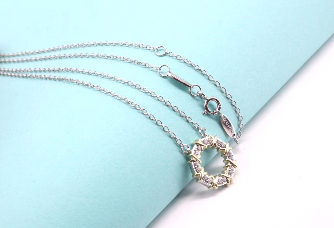 Tiffany & Co. Tiffany&Co.黄白分色圈圈锁骨项链