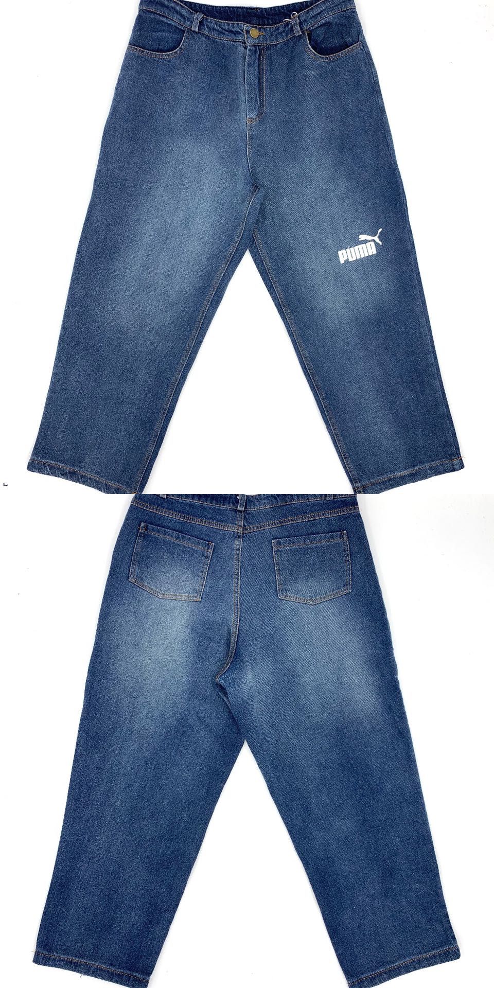 9055 puma/彪马19aw复古水洗宽松直筒牛仔裤情侣款 穿搭没灵感?