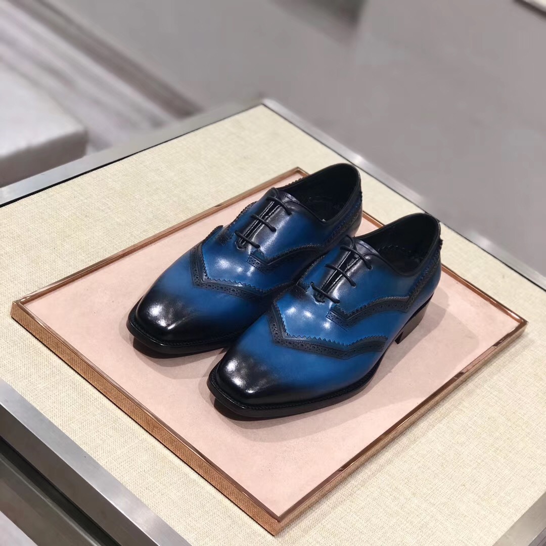 [Berluti] Alessandro Demesure serie tres zapatos ojal zapatos de cordones tesoro azul material se fr