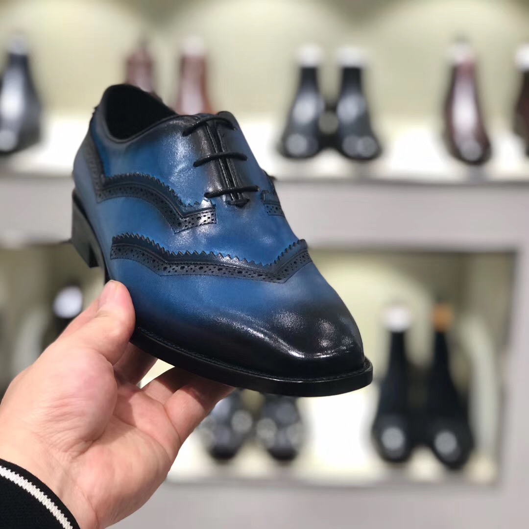 [Berluti] Alessandro Demesure serie tres zapatos ojal zapatos de cordones tesoro azul material se fr