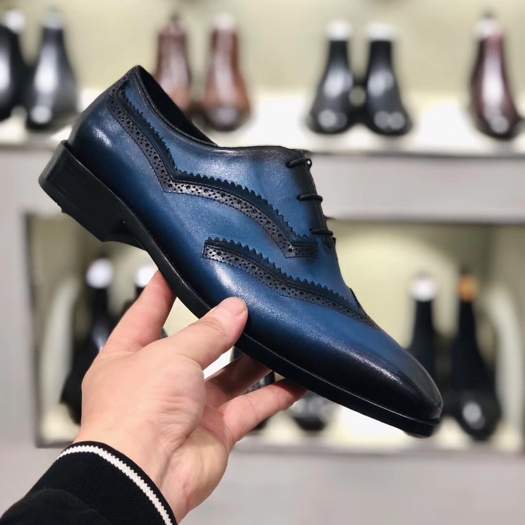 [Berluti] Alessandro Demesure serie tres zapatos ojal zapatos de cordones tesoro azul material se fr
