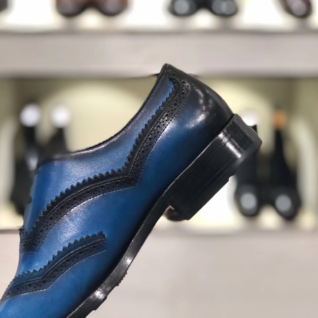 [Berluti] Alessandro Demesure serie tres zapatos ojal zapatos de cordones tesoro azul material se fr