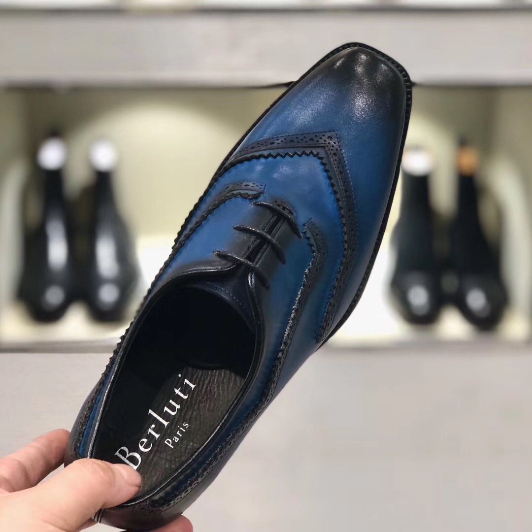 [Berluti] Alessandro Demesure serie tres zapatos ojal zapatos de cordones tesoro azul material se fr