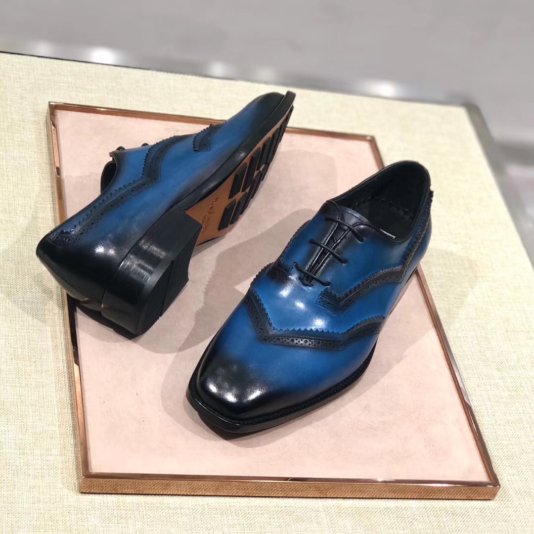 [Berluti] Alessandro Demesure serie tres zapatos ojal zapatos de cordones tesoro azul material se fr