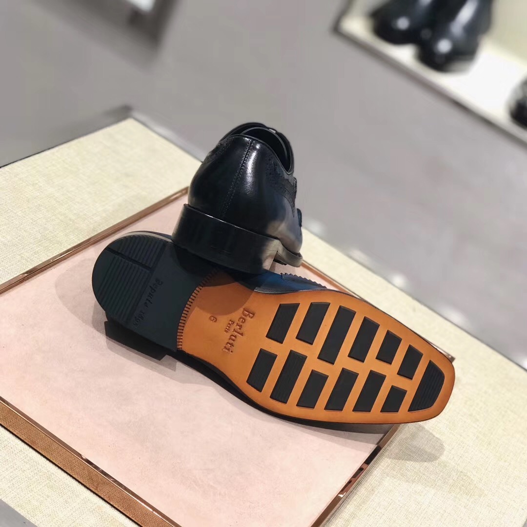 [Berluti] Alessandro Demesure serie tres zapatos ojal zapatos de cordones tesoro azul material se fr