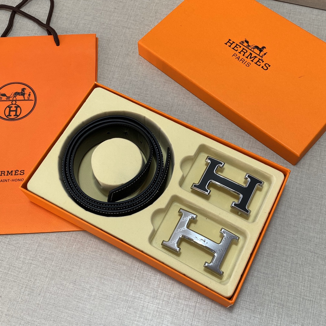 H0 H精品款 双扣礼盒套装含礼盒专柜新品尖头皮带 · 爱马仕专柜在售正品 · 此款采用头层牛皮制作 · 油边细致、正品开模 · 搭配原版五金 · 3.8CM规格 · 送打眼针