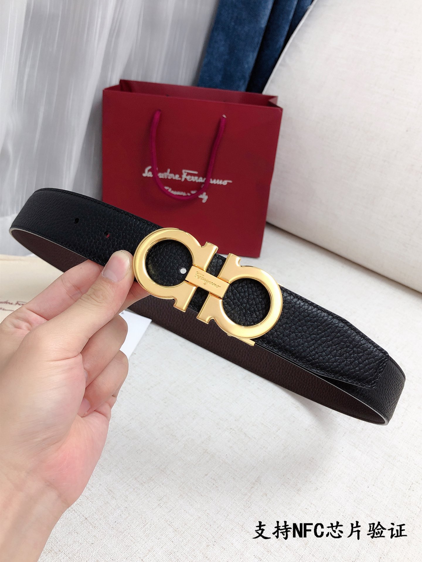 长期现货供应Ferragamo.菲拉格慕全套包装支持NFC扫码宽度3.5cm高级定制款男士皮带双面进口牛