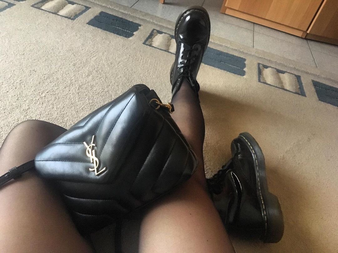 YSL LouLou 20CM 迷你斜挎包 467072黑色/金扣