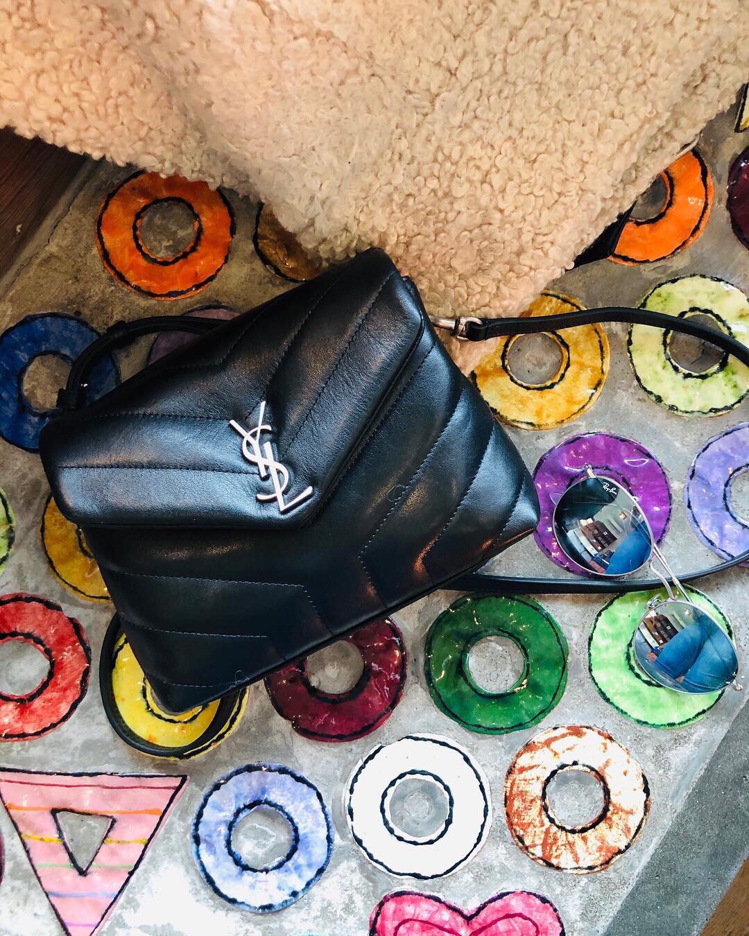 YSL LouLou 20CM 迷你斜挎包 467072黑色/银扣