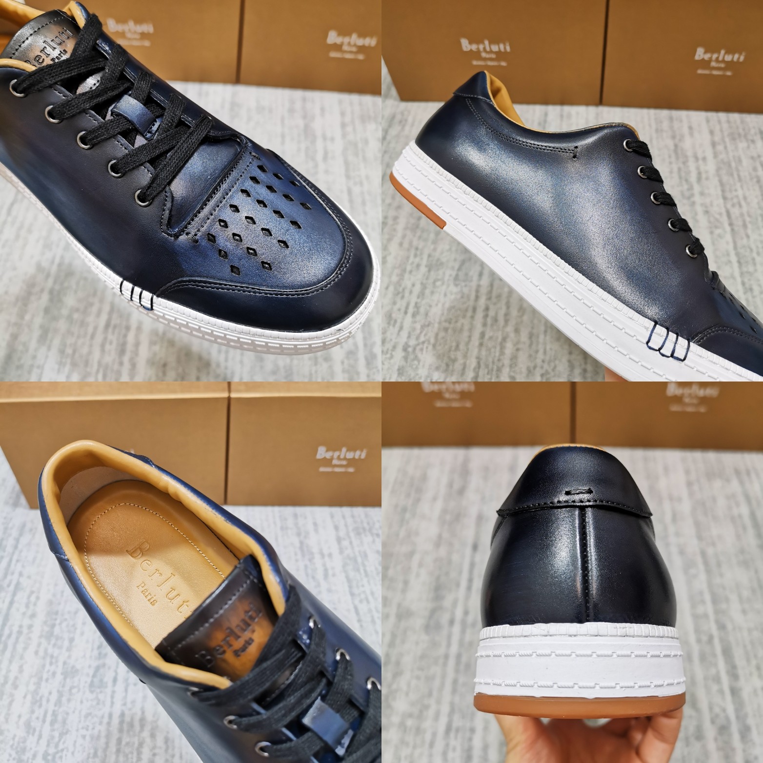 💋 💍BERLU** 布鲁提 PLAYTIME PALERMO 运动鞋  一片式皮质鞋 鞋面上手工缝有间