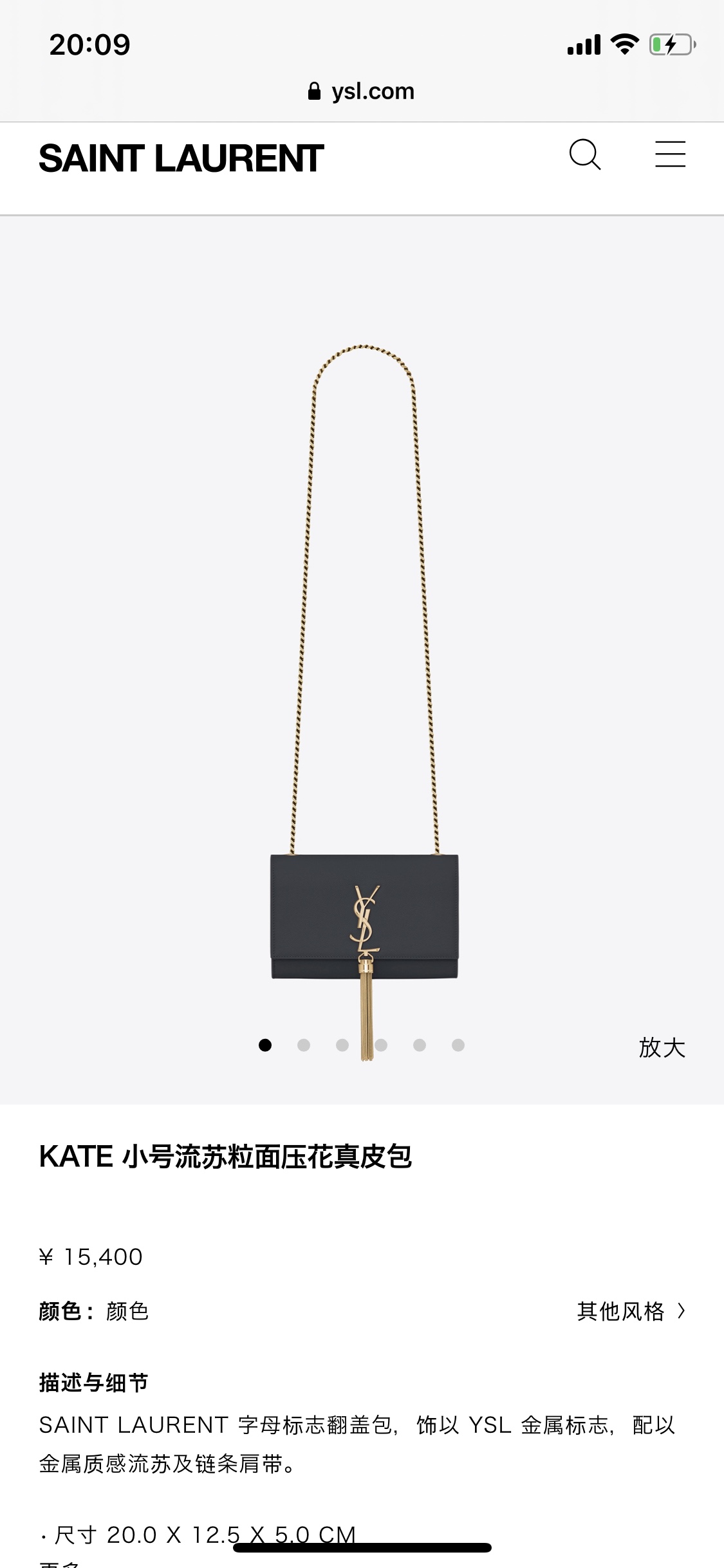 YSL 𝐊𝐚𝐭𝐞 20𝐜𝐦 鱼子酱流苏链条包 474366黑色/金扣