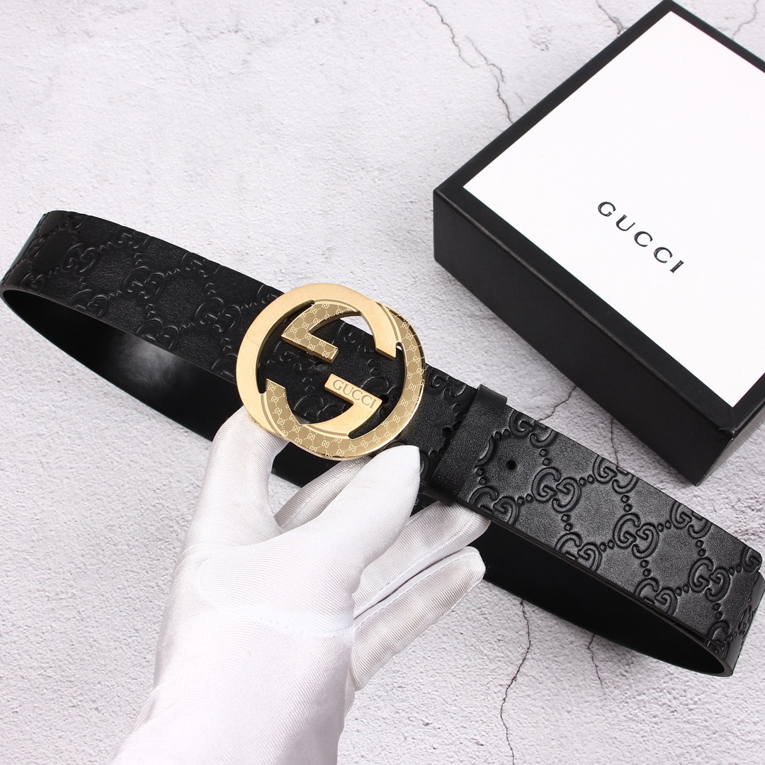 Gucci[正]原单头层牛皮带身品牌腰带扣彰显超凡品味顶级精品送礼自用更显档次永不过时高端大气原产皮料定