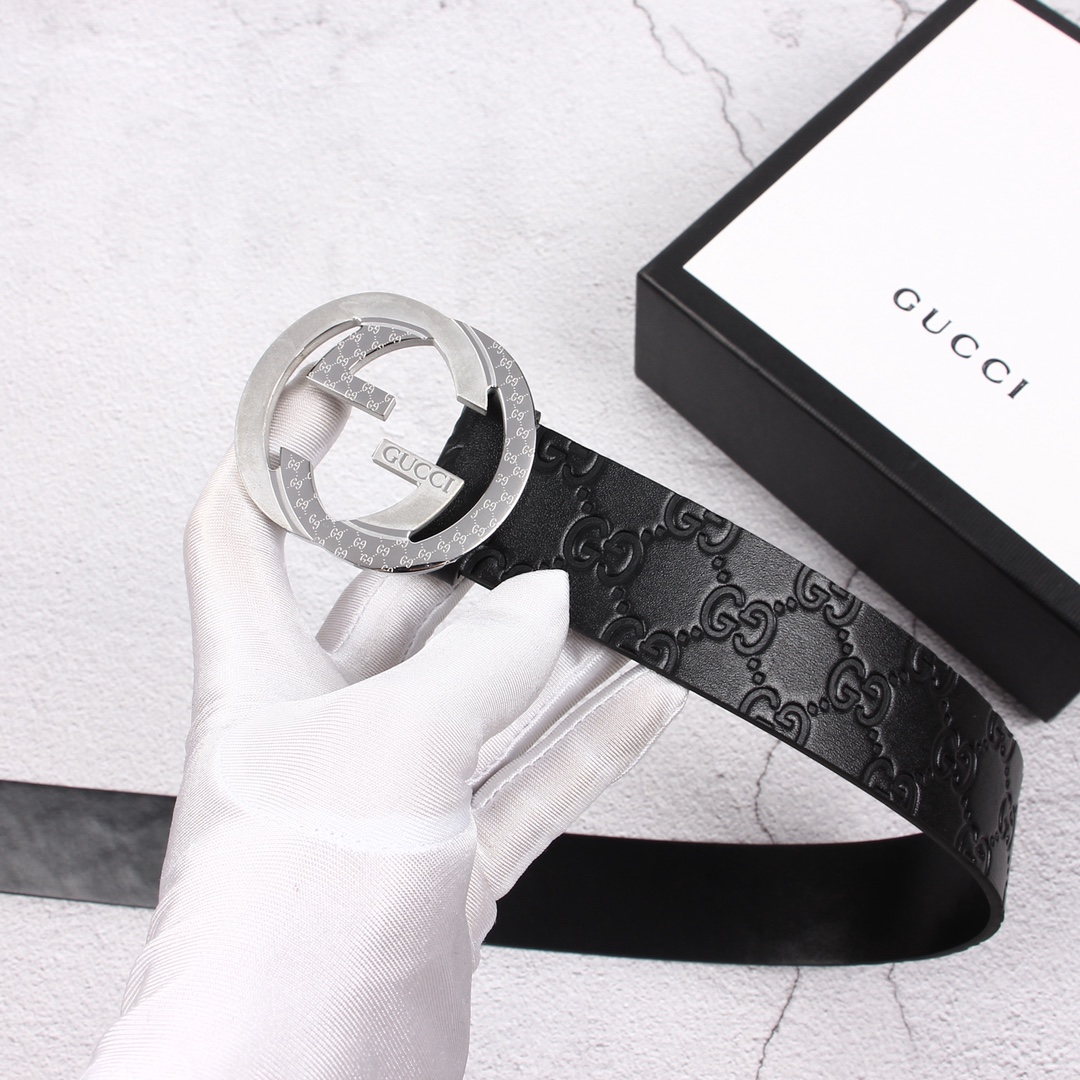 Gucci[正]原单头层牛皮带身品牌腰带扣彰显超凡品味顶级精品送礼自用更显档次永不过时高端大气原产皮料定