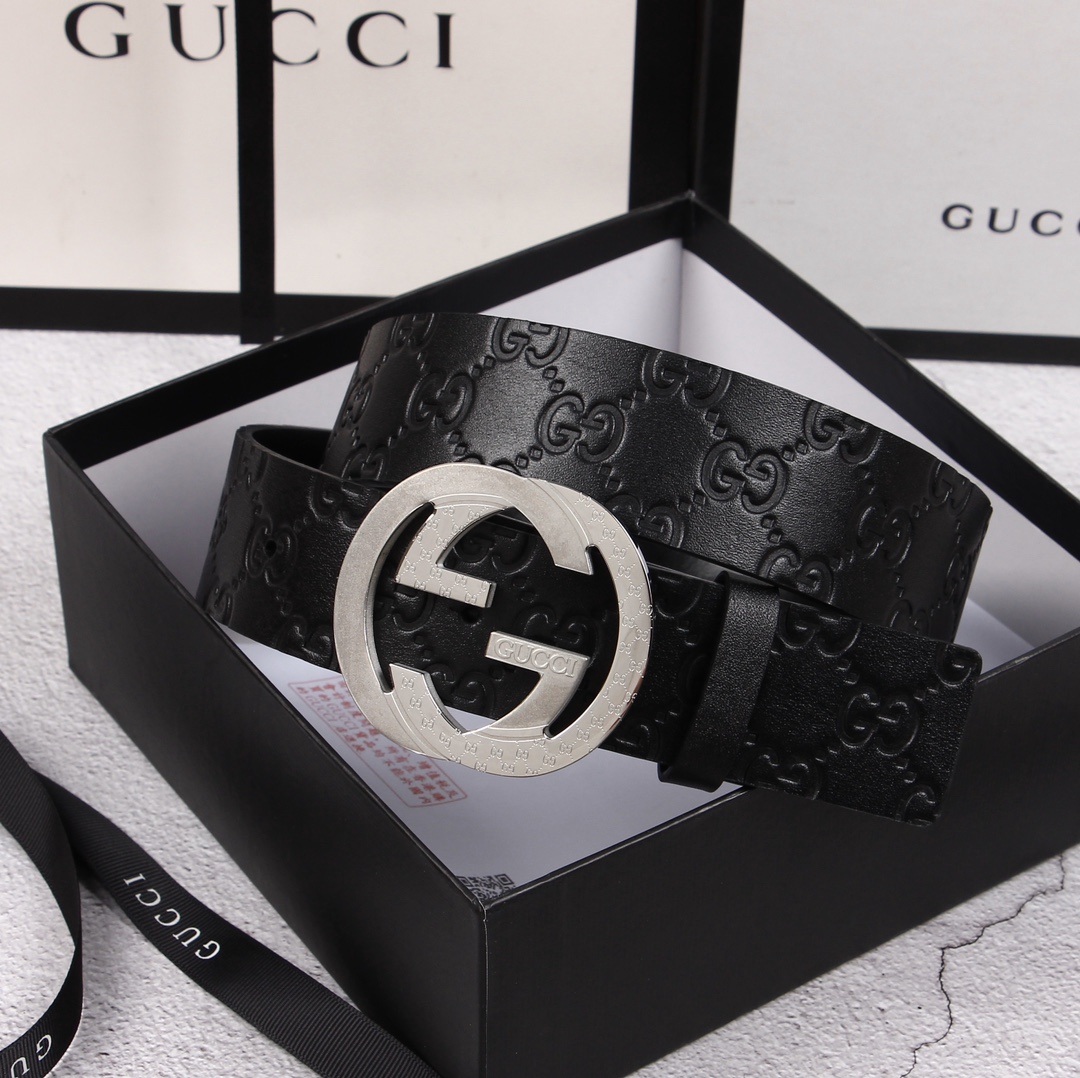 Gucci[正]原单头层牛皮带身品牌腰带扣彰显超凡品味顶级精品送礼自用更显档次永不过时高端大气原产皮料定