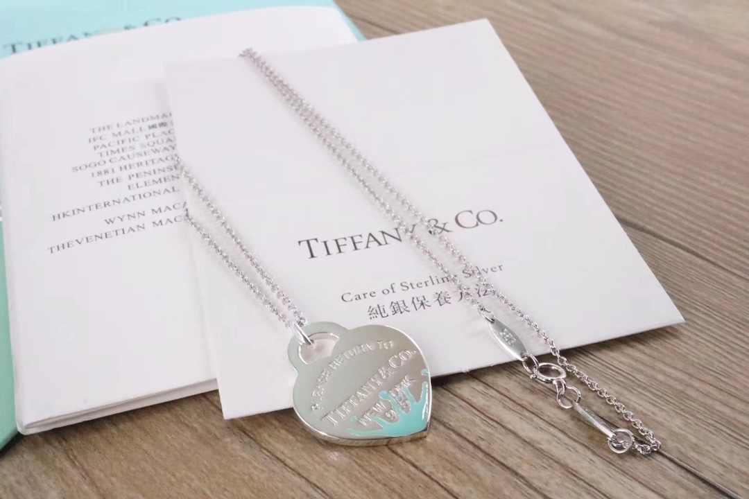 Tiffany & Co. Tiffany&Co. 珐琅水花飞溅 心牌锁骨项链