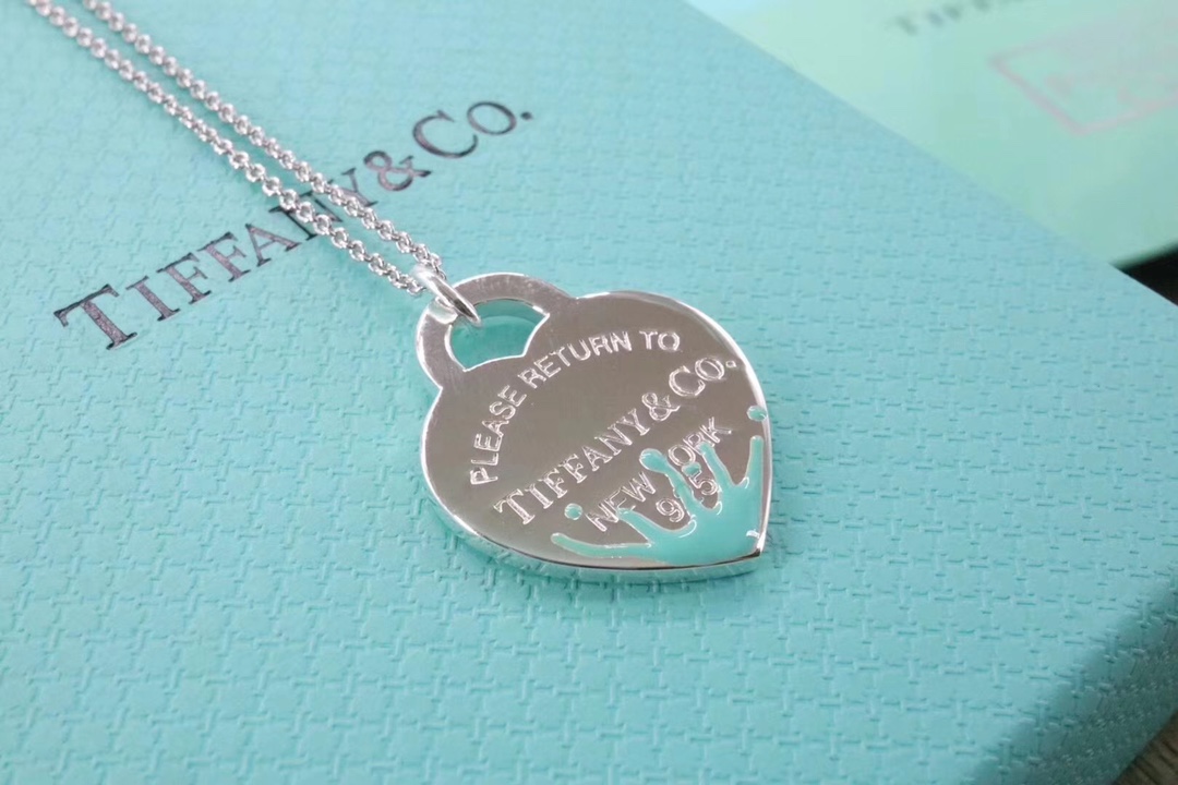 Tiffany & Co. Tiffany&Co. 珐琅水花飞溅 心牌锁骨项链