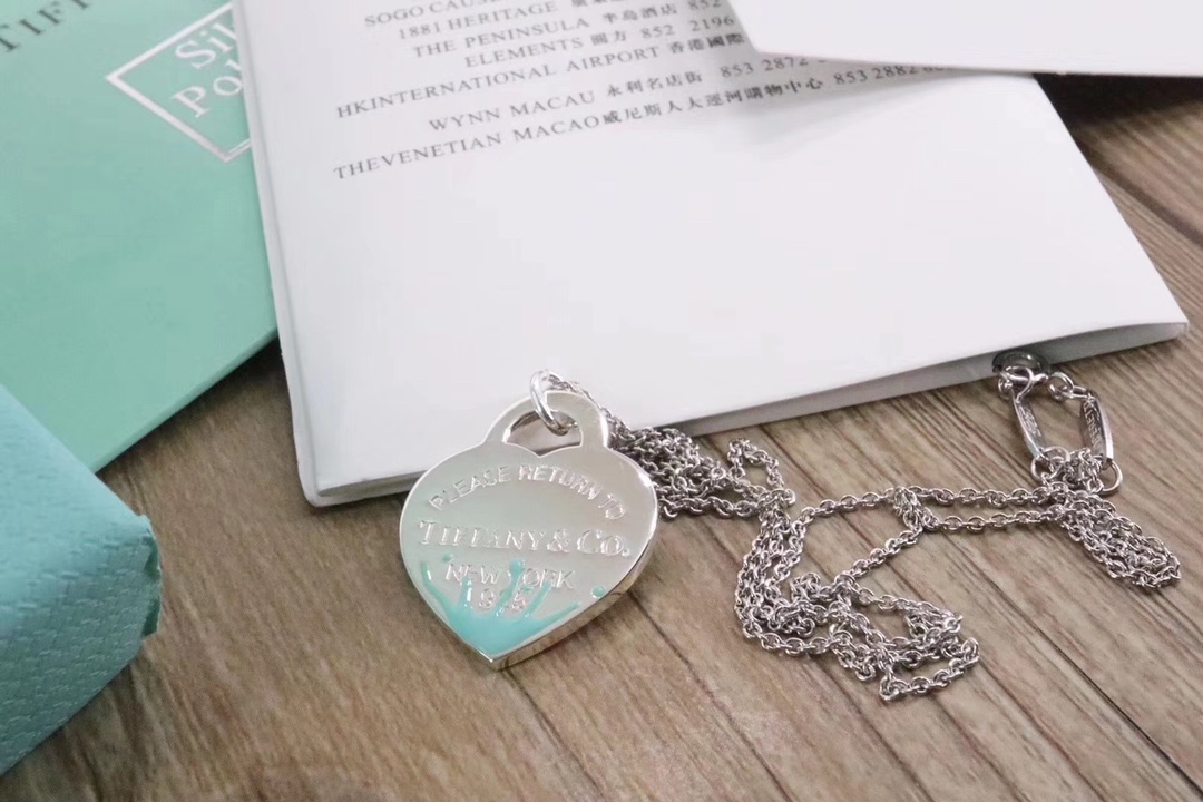 Tiffany & Co. Tiffany&Co. 珐琅水花飞溅 心牌锁骨项链