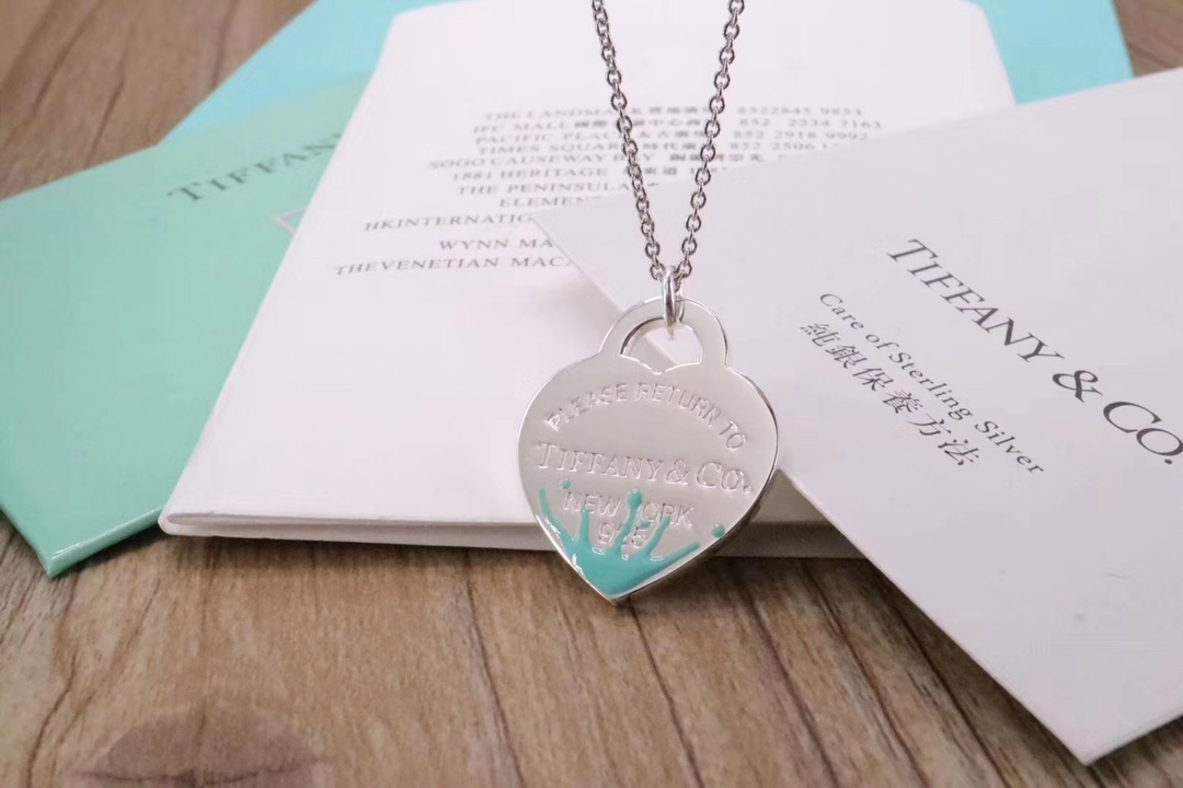 Tiffany & Co. Tiffany&Co. 珐琅水花飞溅 心牌锁骨项链