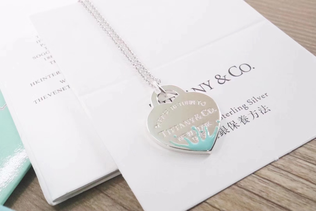 Tiffany & Co. Tiffany&Co. 珐琅水花飞溅 心牌锁骨项链