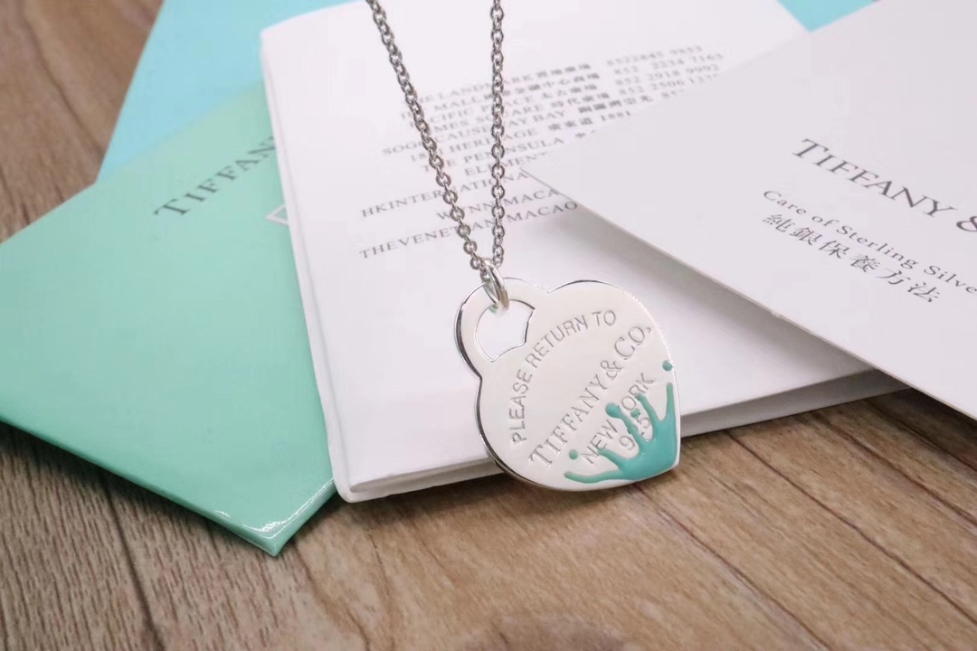 Tiffany & Co. Tiffany&Co. 珐琅水花飞溅 心牌锁骨项链