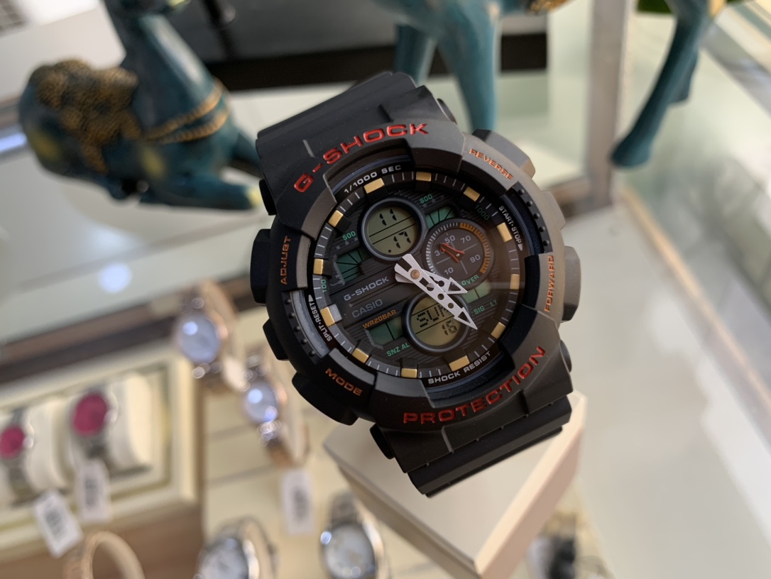 💰120 新款casio卡西欧G-SHOCK GA-140系列!潮流学生电子手表,功能:防震、防磁、自动ELD抬手灯、世界时间、闹钟、日历、倒计时、秒表!
