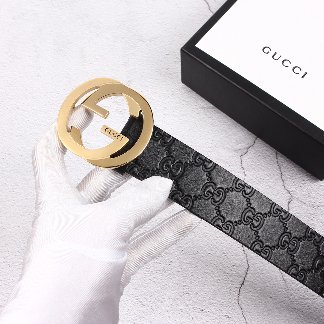 Gucci[正]原单头层牛皮带身品牌腰带扣彰显超凡品味顶级精品送礼自用更显档次永不过时高端大气原产皮料定