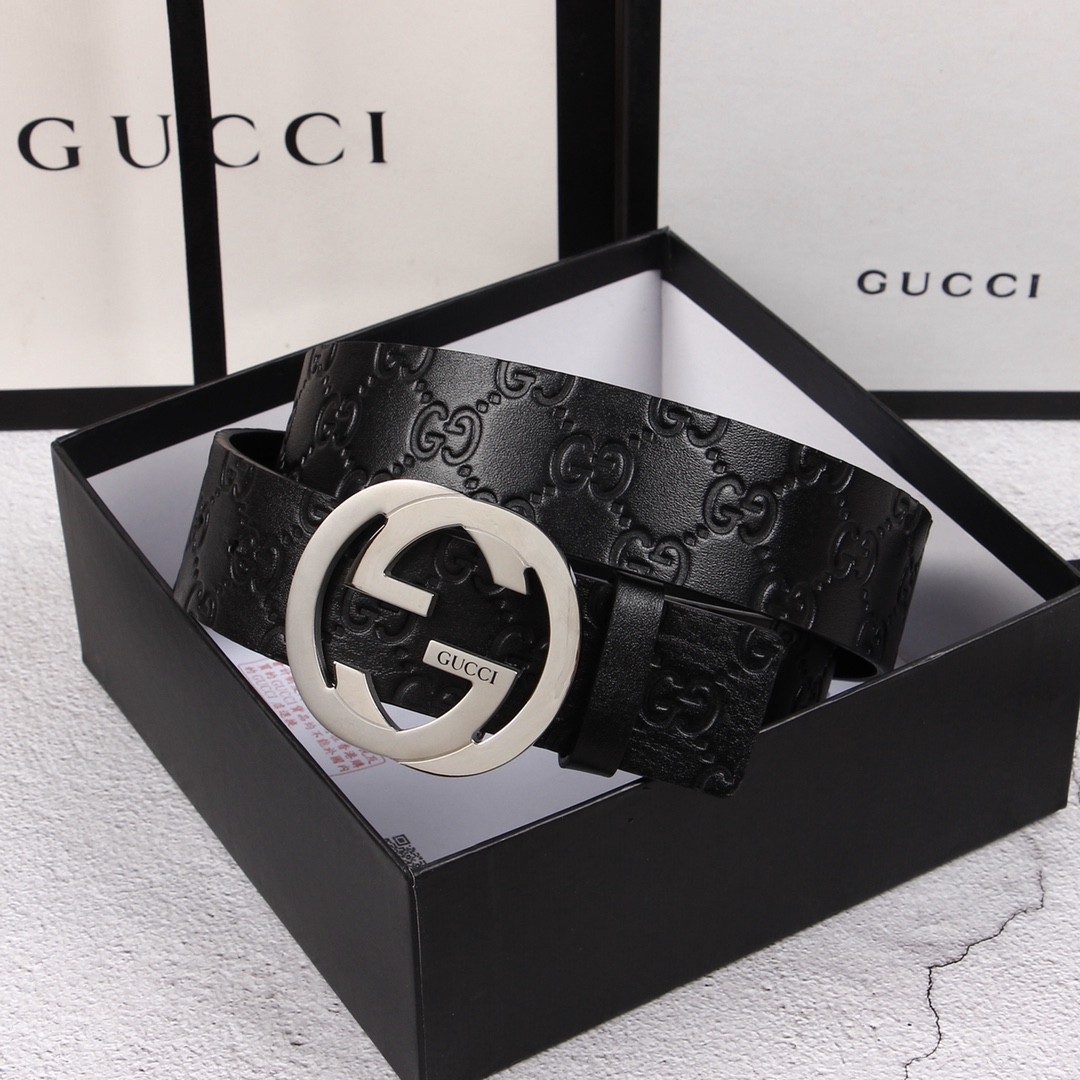 Gucci[正]原单头层牛皮带身品牌腰带扣彰显超凡品味顶级精品送礼自用更显档次永不过时高端大气原产皮料定