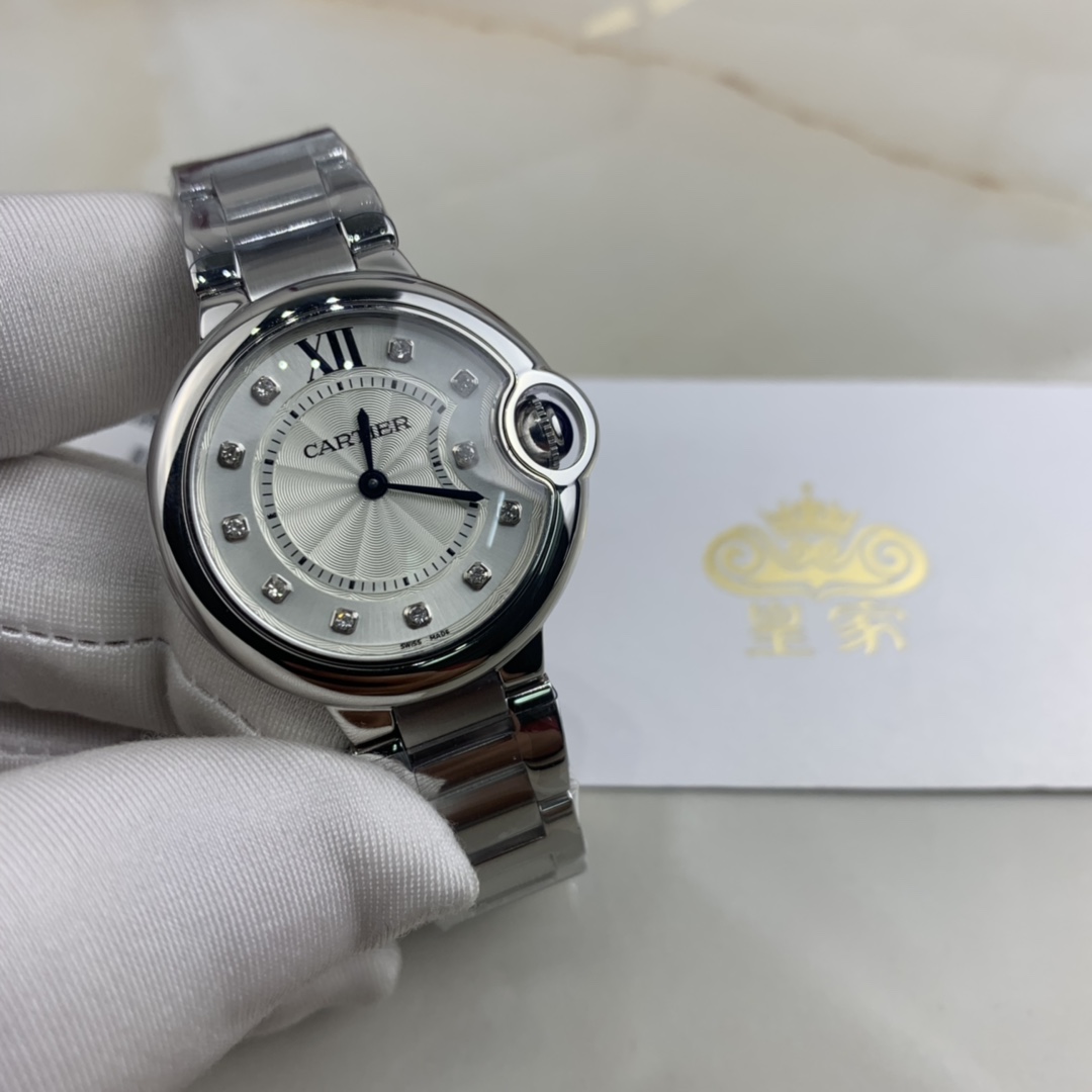 Cartier 皇家 卡地亚蓝气球33尺寸女款钻石替代时间腕表