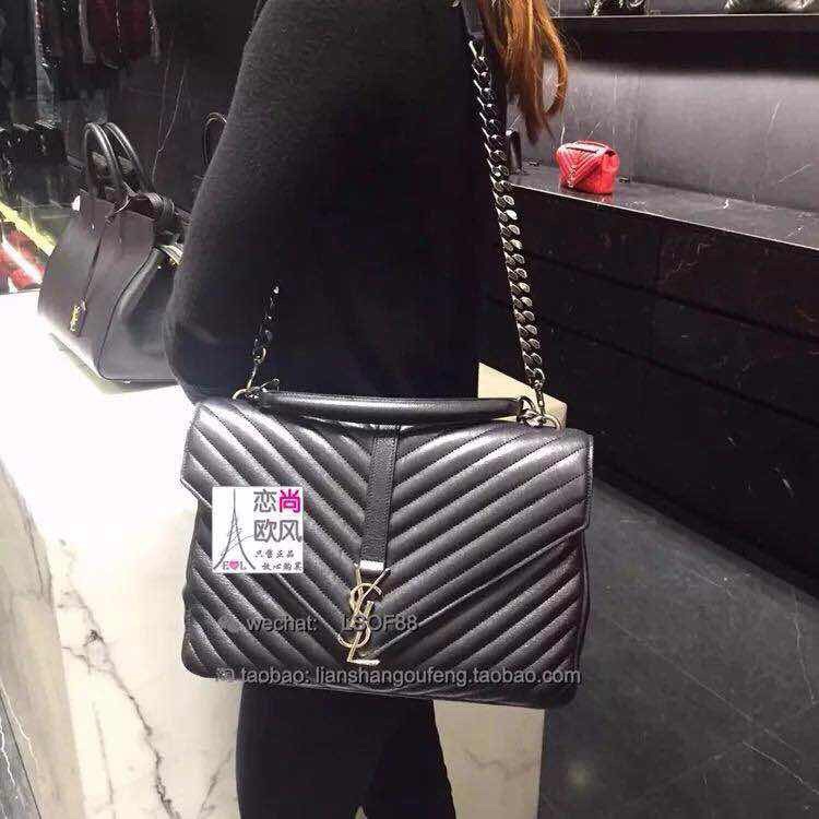 Saint laurent Ysl Monogram college_32cm黑色银扣392738