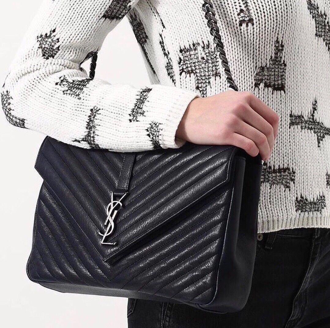 Saint laurent Ysl Monogram college_32cm黑色银扣392738