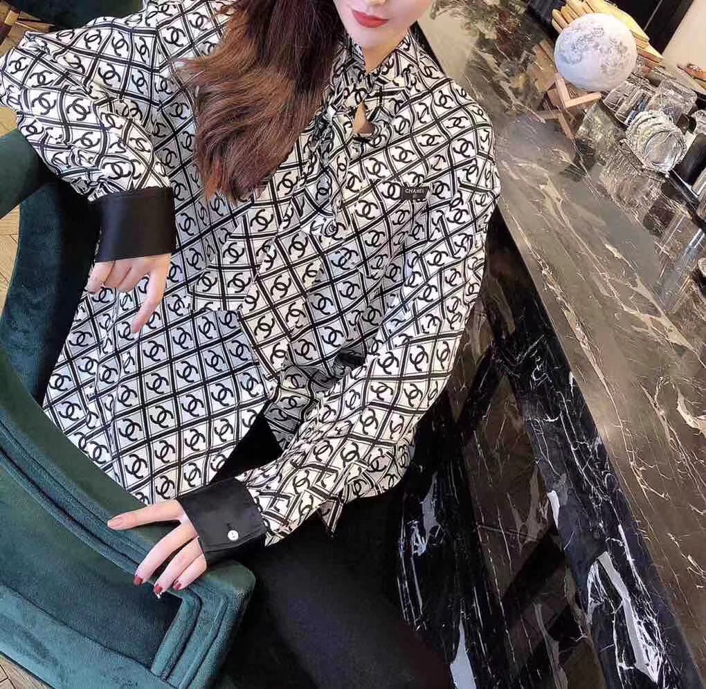 轻音上新 90 85 香奈儿新款小香早春新款定位印花衬衣0269
