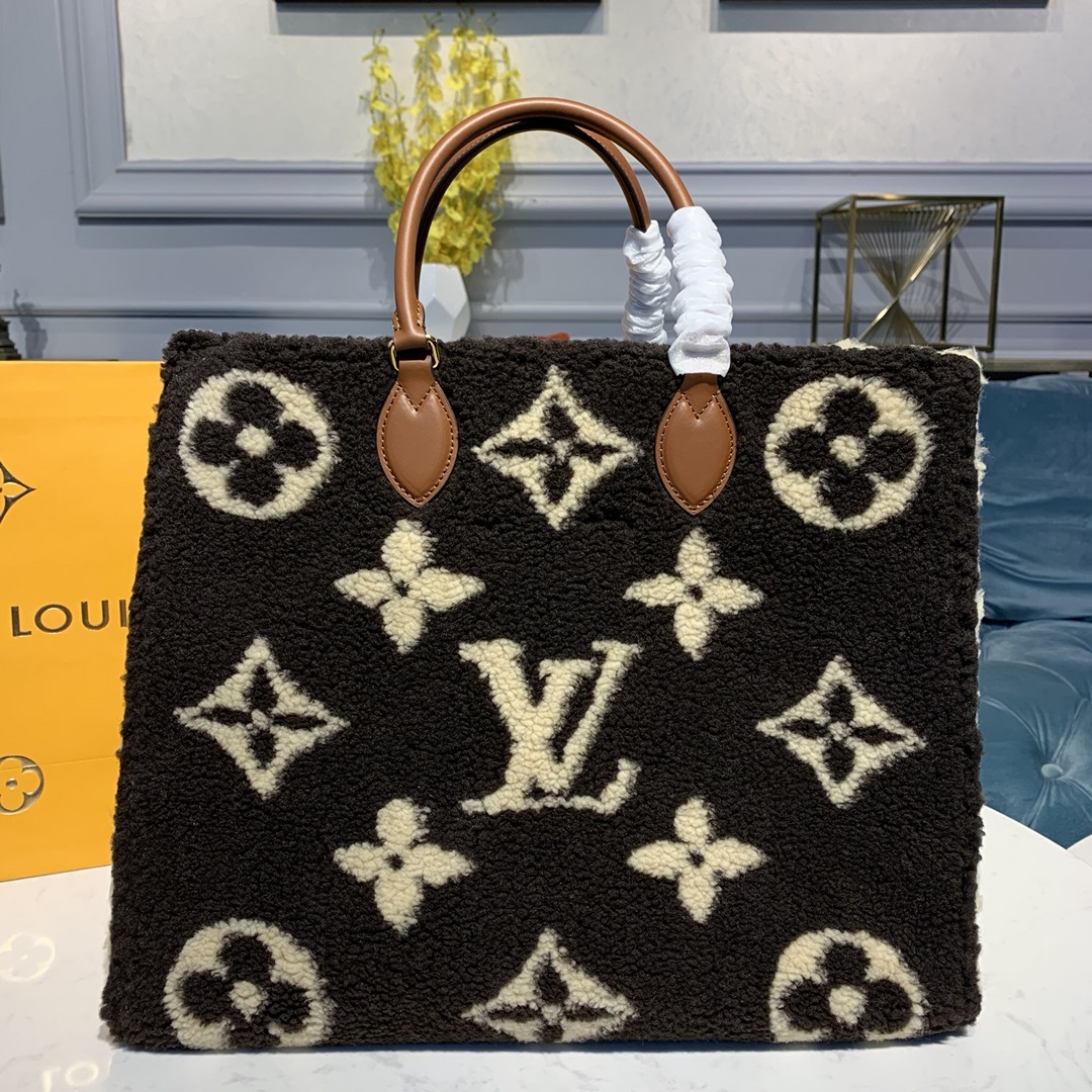 Louis Vuitton LV Onthego Bags Handbags White Printing Velvet Fall/Winter Collection Mini M55420