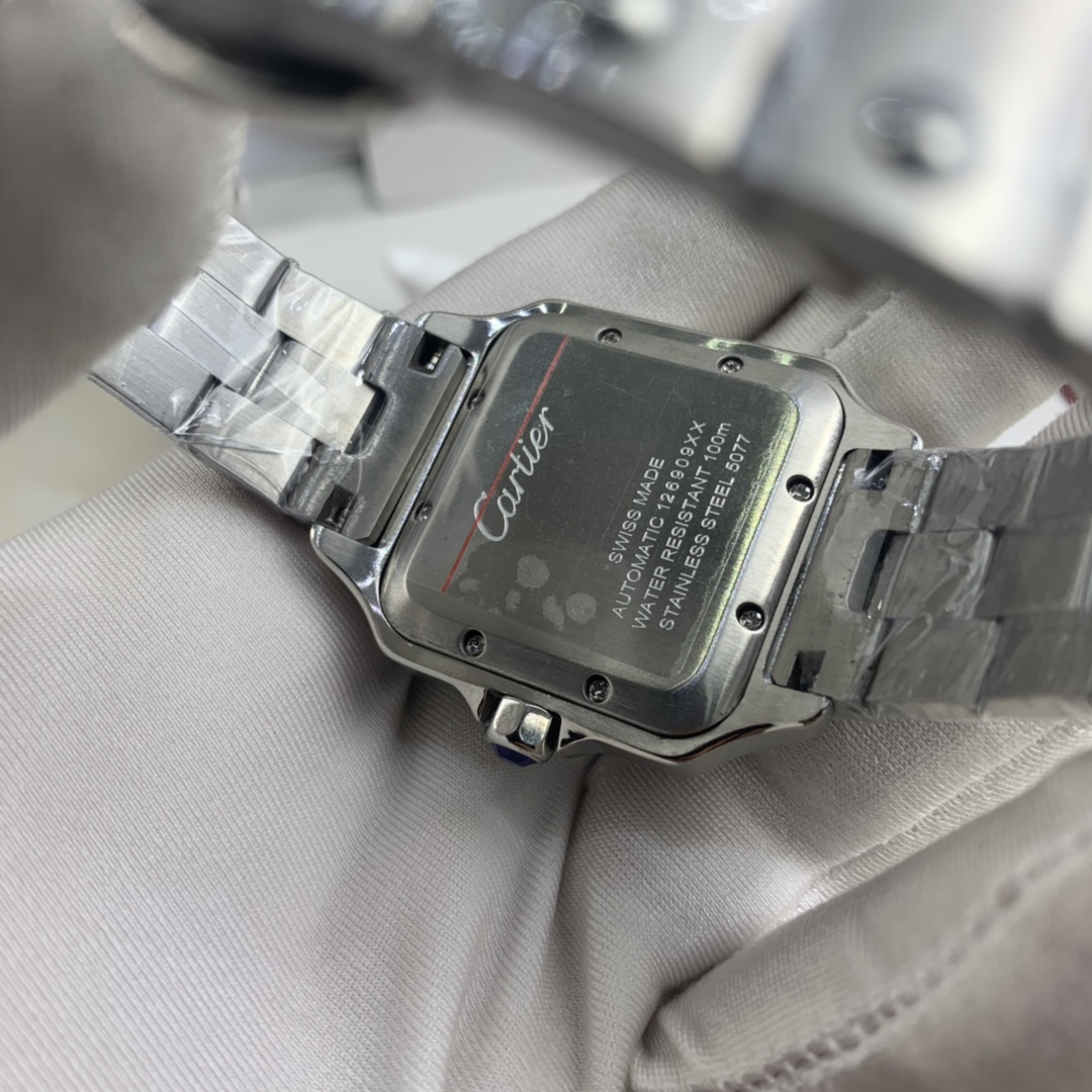 Cartier 皇家 卡地亚山度士女款镶钻钢带款腕表