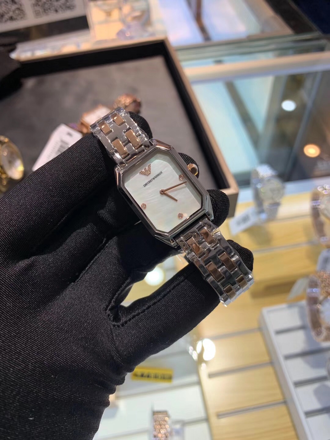 Modelo Armani de calidad de mostrador: AR11146, el último modelo en el sitio web oficial, esfera cuadrada pequeña de do…