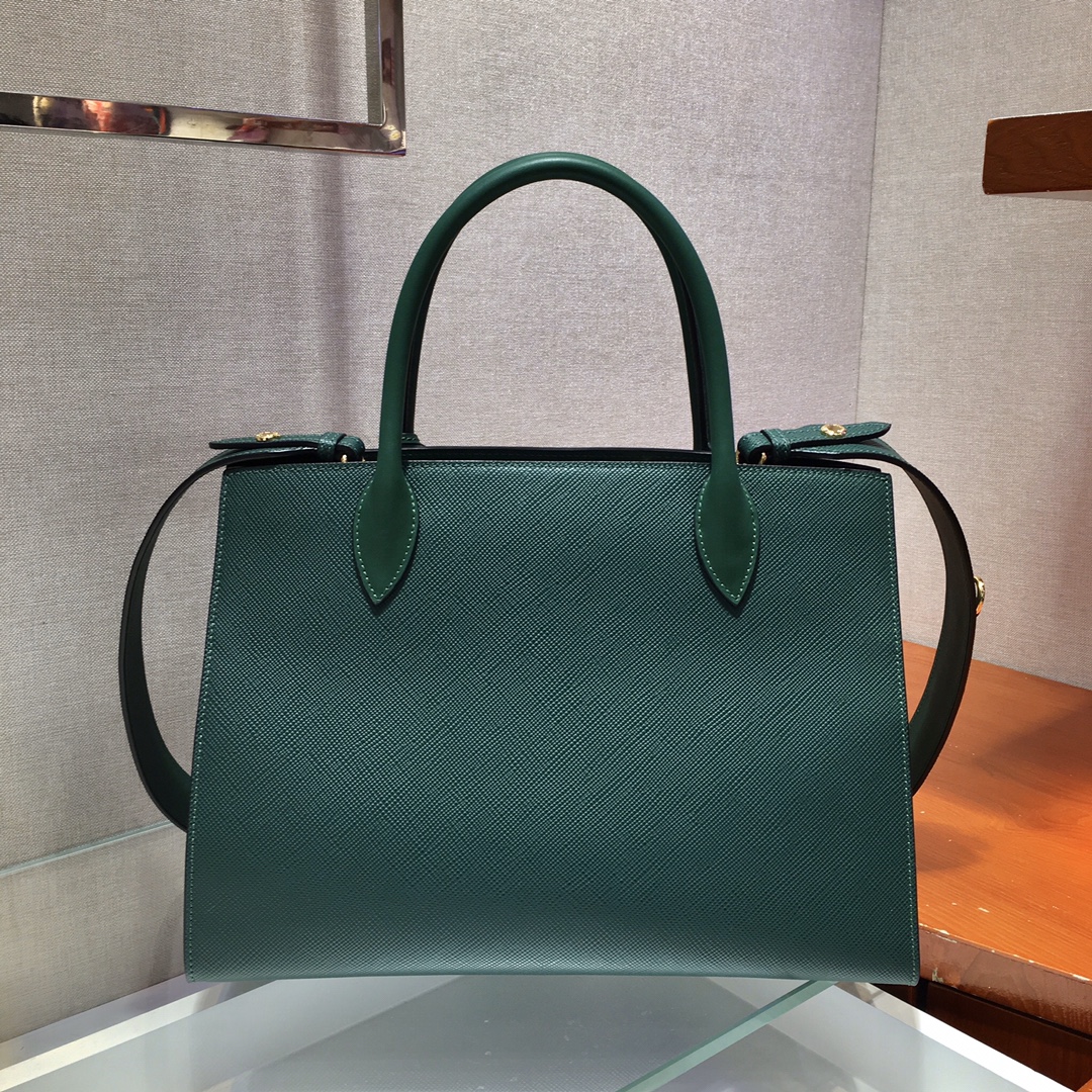 PRADA普拉达进口粗十字牛皮手提包1BA155