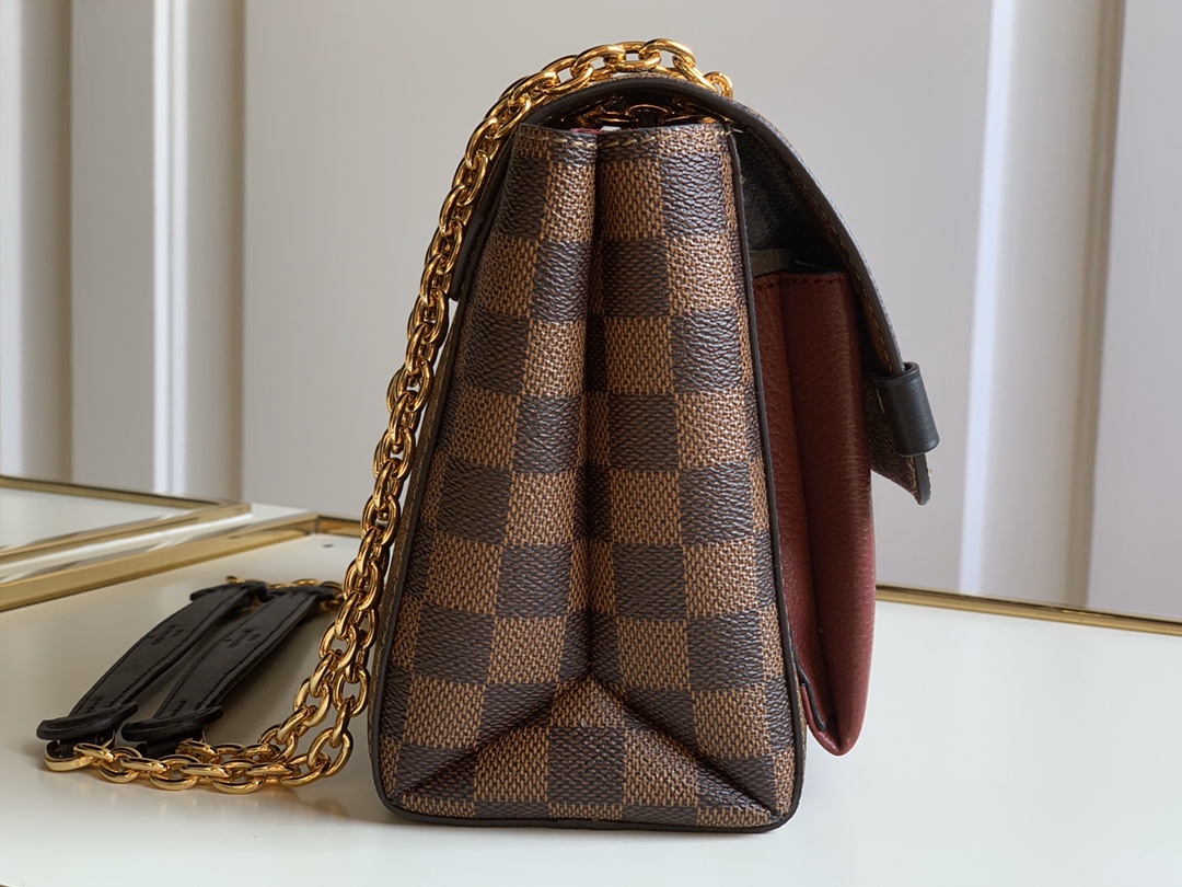 Louis Vuitton LV Vavin棋盘格小号链条包 N40109波尔多酒红
