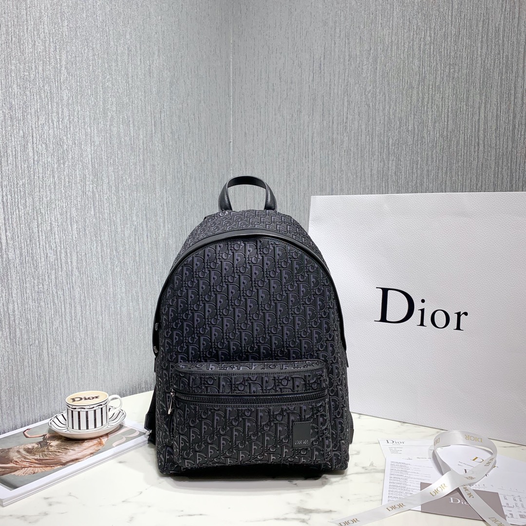 Dior Bags Backpack Black White Calfskin Cowhide