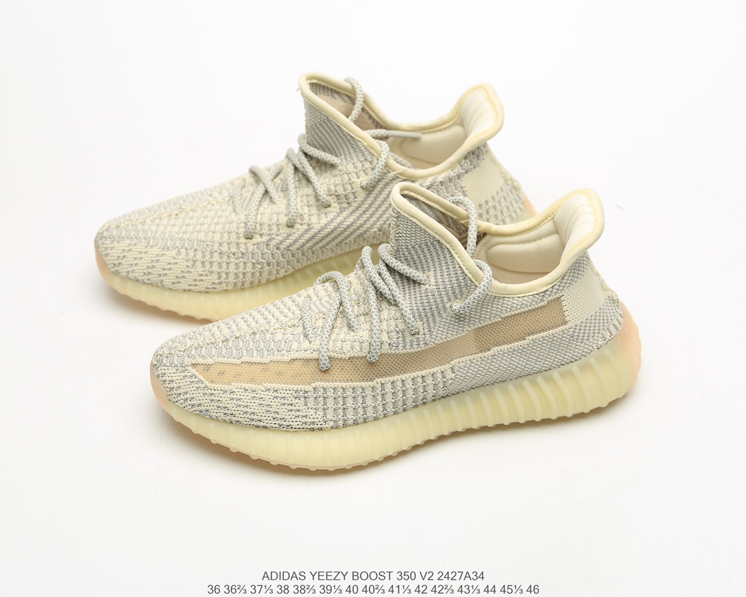 公司级福利💯
采用了透明材质的设计！adidas 椰子Yeezy 350v2 “Static”系列百搭轻便爆米花中底慢跑鞋 尺码：36 36.5 37 38 38.5 39 40 40.5 41 42 42.5 43 44 44.5 45 46 编码：2427A34