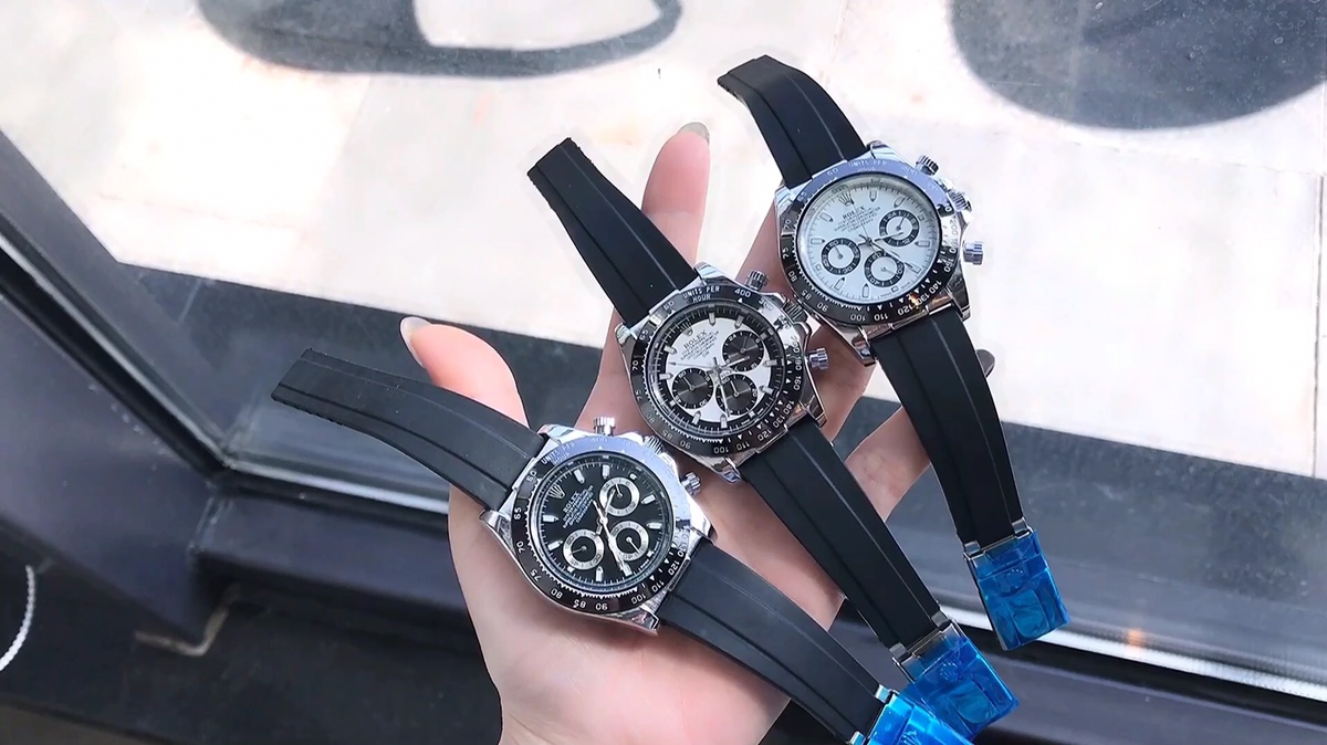 Rolex Daytona Quartz Movement Men's Watch with Rubber Strap,41 mm