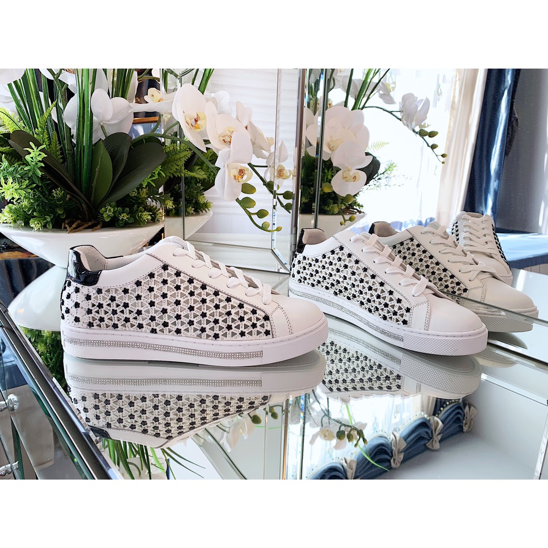 Rene Caovilla/Rini Jovira SS2020 White Leather Crystal Sneakers Overview - 图片 2