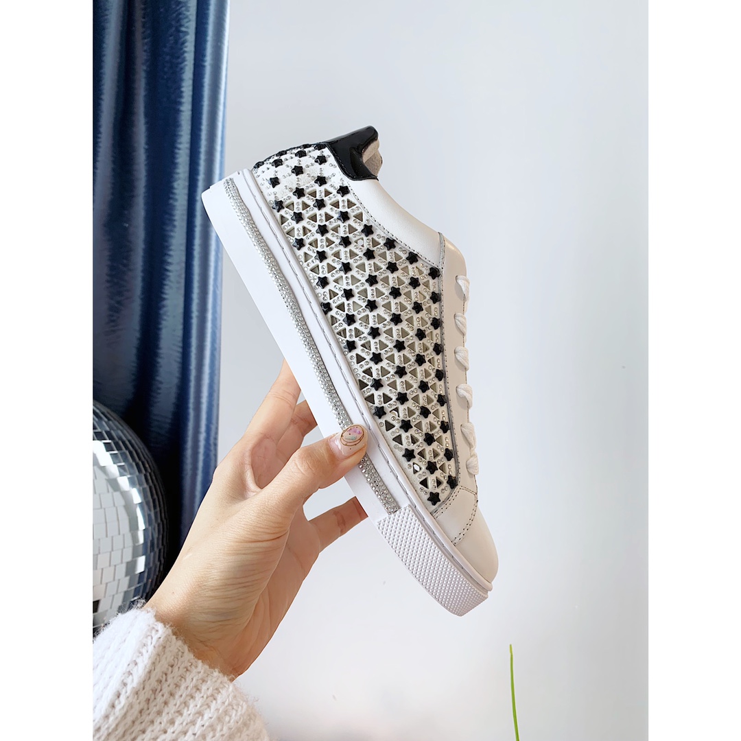 Rene Caovilla/Rini Jovira SS2020 White Leather Crystal Sneakers Overview - 图片 7