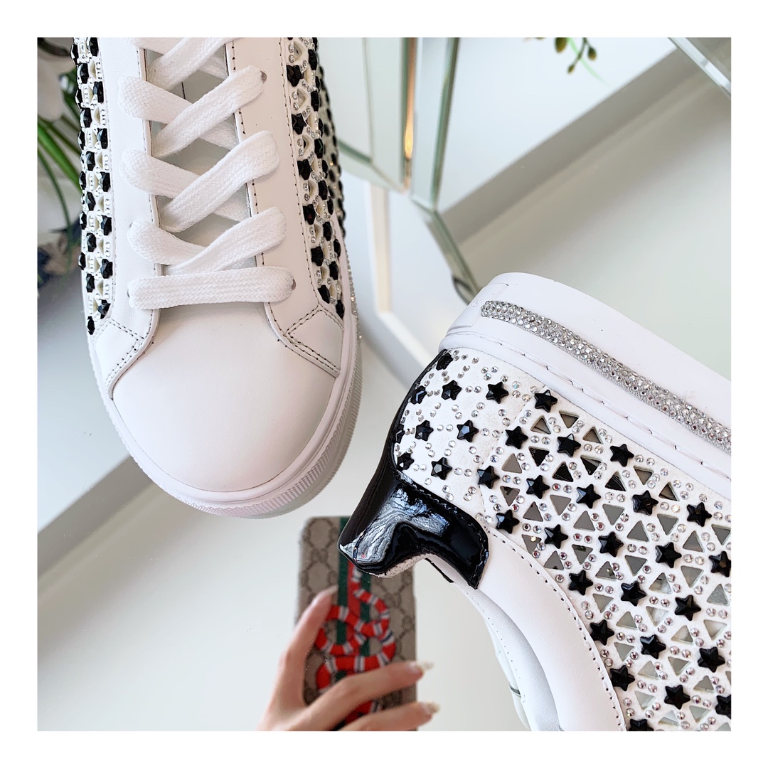 Rene Caovilla/Rini Jovira SS2020 White Leather Crystal Sneakers Overview - 图片 9