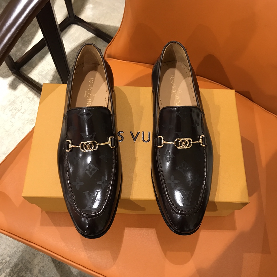 Louis Vuitton Shoes Plain Toe Men Calfskin Cowhide Genuine Leather