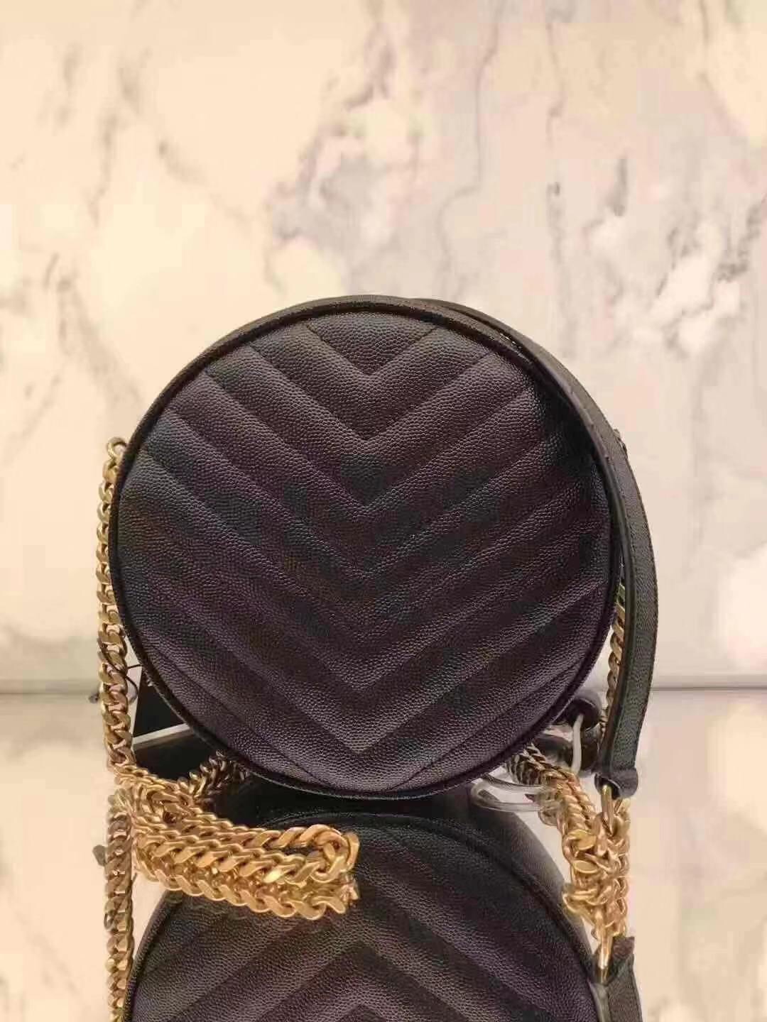 Saint laurent Ysl 最新VINYLE鱼子酱小圆包 610436黑色