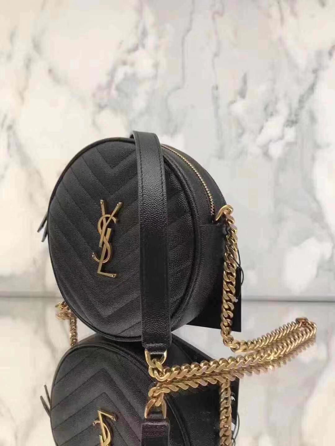 Saint laurent Ysl 最新VINYLE鱼子酱小圆包 610436黑色