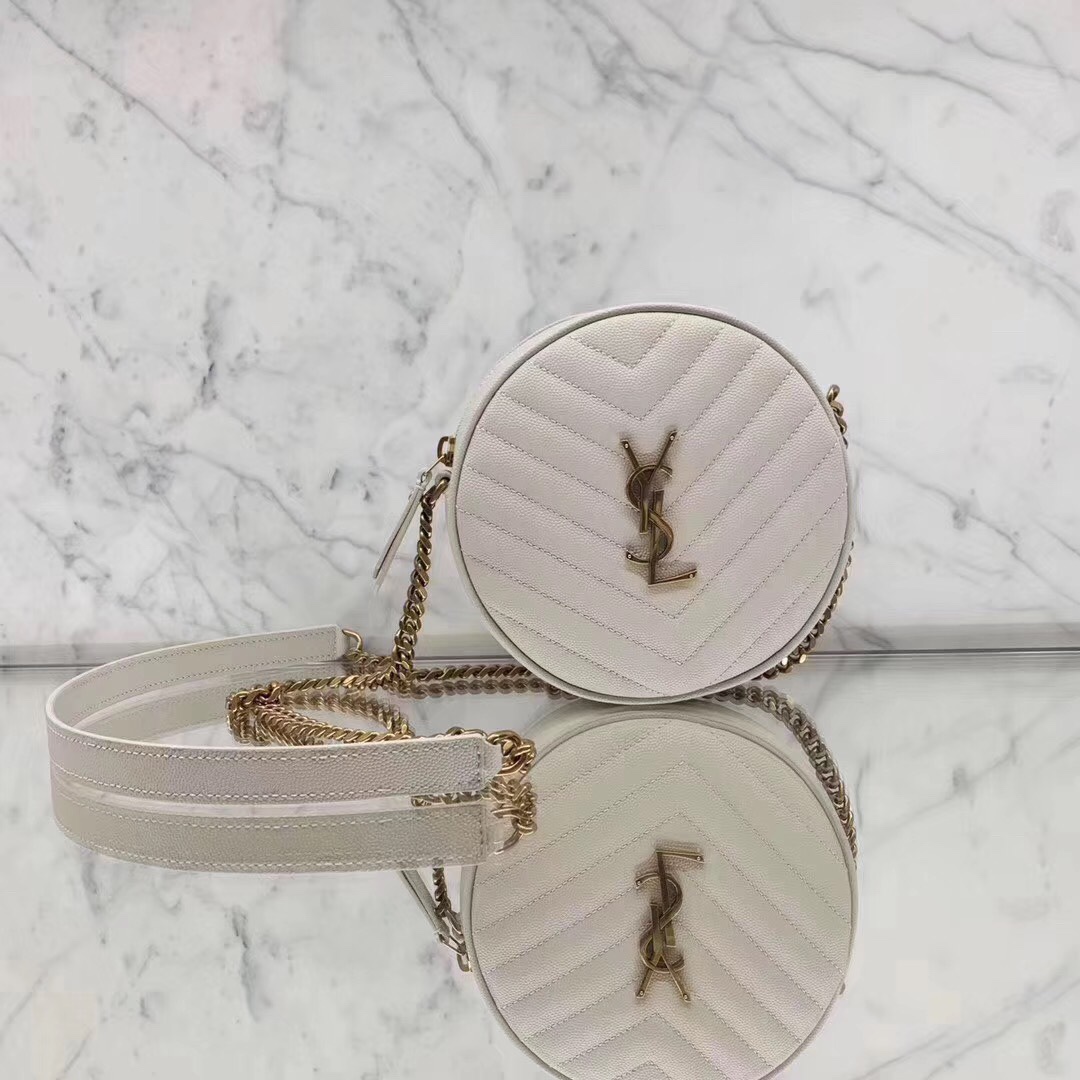 Saint laurent Ysl 最新VINYLE鱼子酱小圆包 610436白色