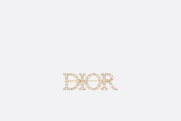 Dior Revolution Brooch Pin, Crystal Rhinestone Accents, Gold-Tone Finish 1 Dior Revolution Brooch Pin, Crystal Rhinestone Accents, Gold-Tone Finish