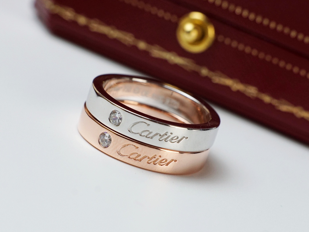 Cartier Bague solitaire Alliance couple Largeur large Largeur fine Pavé étoilé Polyvalente - Qualité supérieure