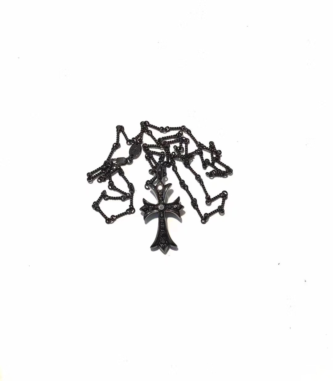 Chrome Hearts Chrome Hearts 克罗心 黑银黑钻十字项链