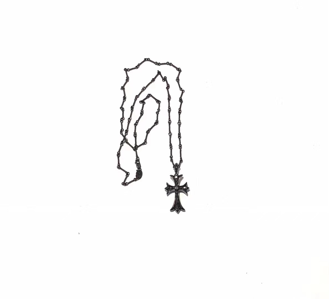 Chrome Hearts Chrome Hearts 克罗心 黑银黑钻十字项链